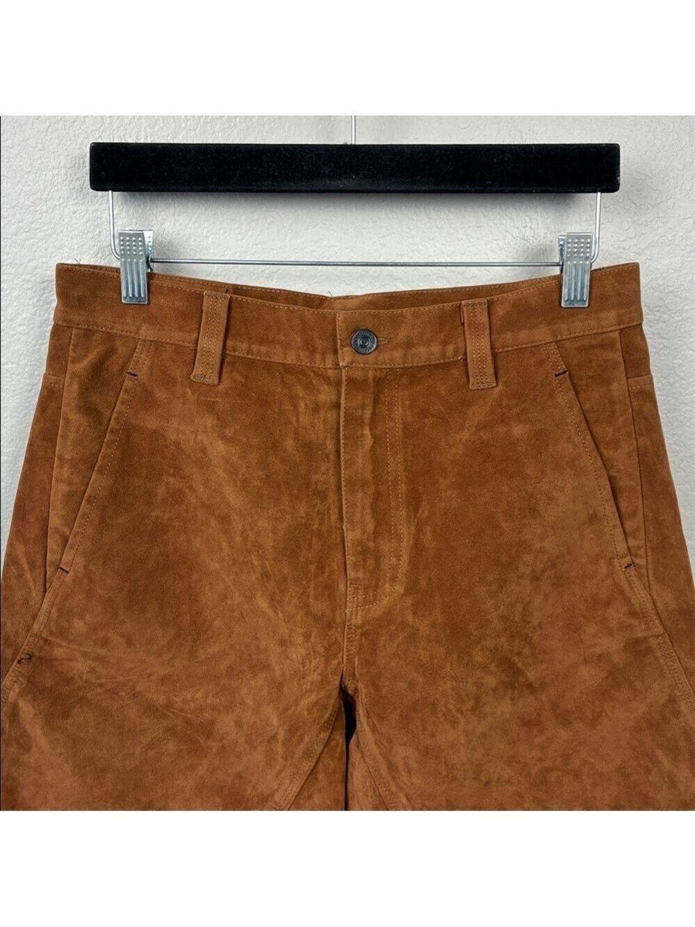 Free People Dylan Vegan Suede Long Shorts Brown Bermuda We The Free 27 NWT - Picture 5 of 11